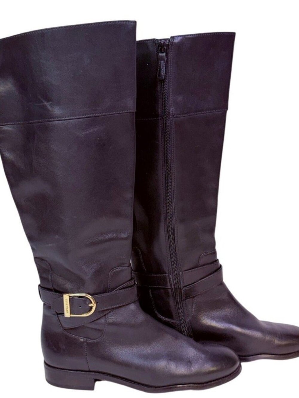 Catskills by Cole Hann Woman's Black Leather Zip Calf Boots 5-1/2 B - Picture 2 of 9